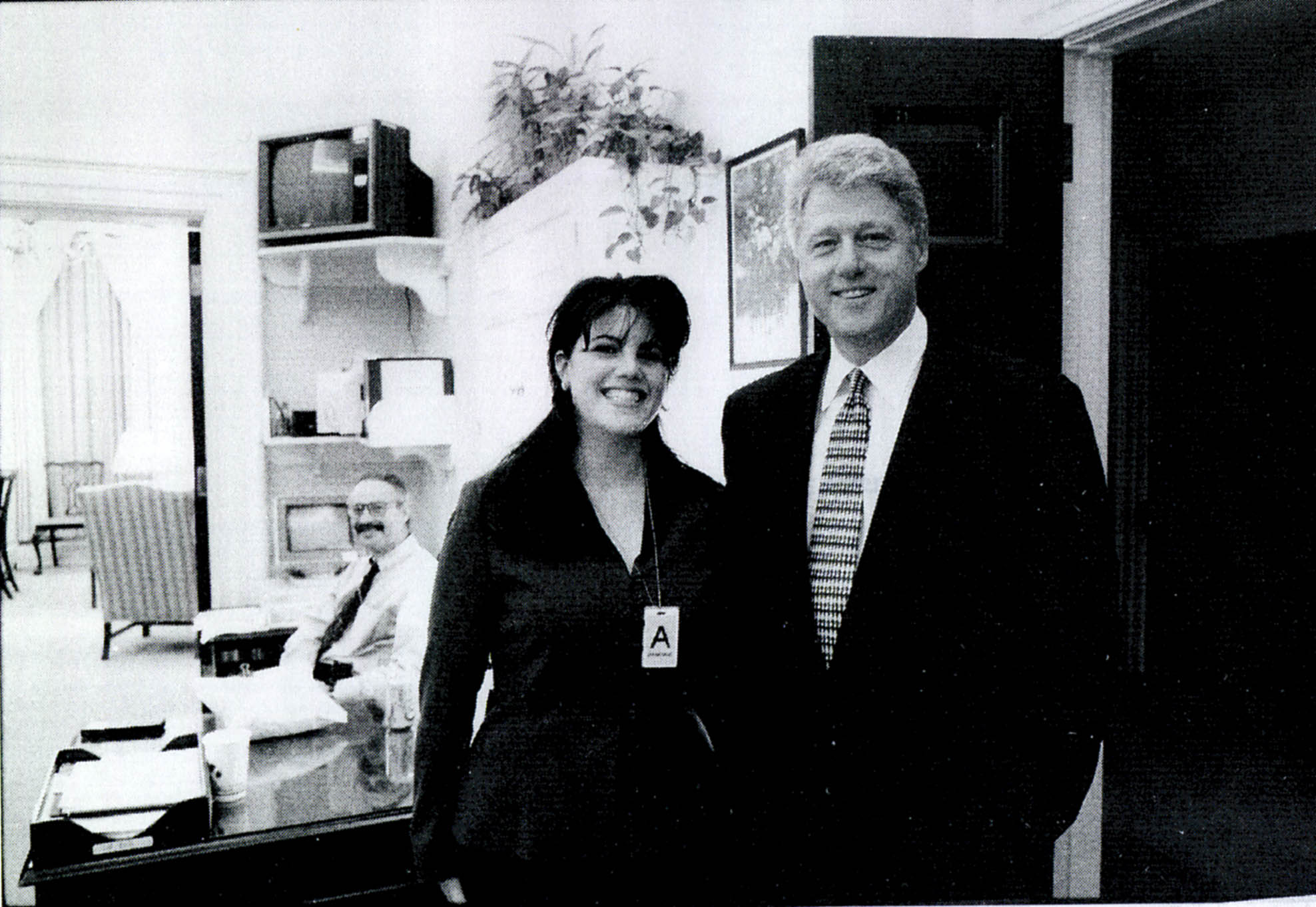 PHOTO: A photograph showing former White House intern Monica Lewinsky meeting President Bill Clinton at a White House function submitted as evidence in documents by the Starr investigation and released by the House Judicary committee Sept. 21, 1998.