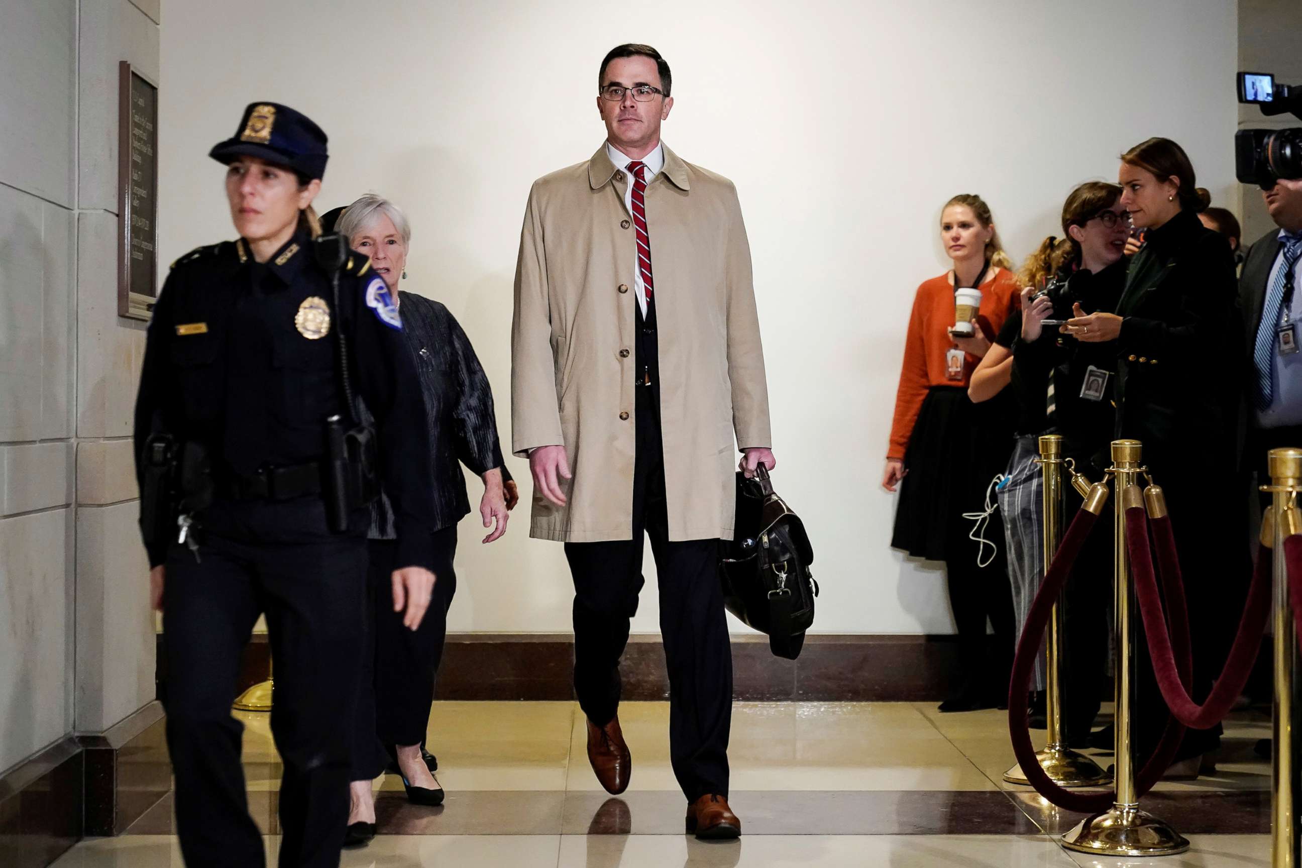 PHOTO: Timothy Morrison, special assistant to the president and senior director for Europe and Russia at the National Security Council, arrives for a closed-door deposition on Capitol Hill in Washington, D.C., Oct. 31, 2019.