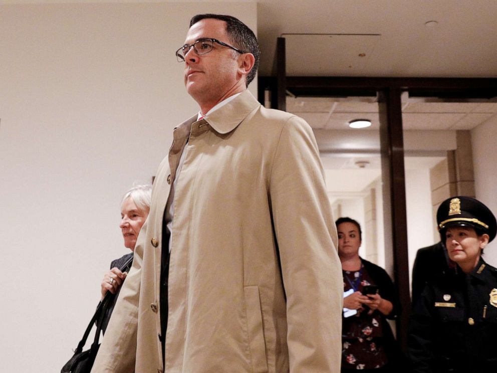 PHOTO: Timothy Morrison, special assistant to the President and senior director for Europe and Russia at the National Security Council, arrives on Capitol Hill to testify in private before members of congress, in Washington, D.C., Oct. 31, 2019.