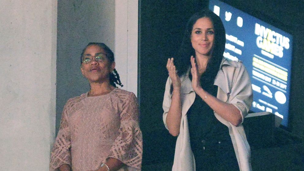 PHOTO: In this file photo dated Sept. 30, 2017, Meghan Markle watches the closing ceremonies of the Invictus Games with her mother Doria Ragland in Toronto.