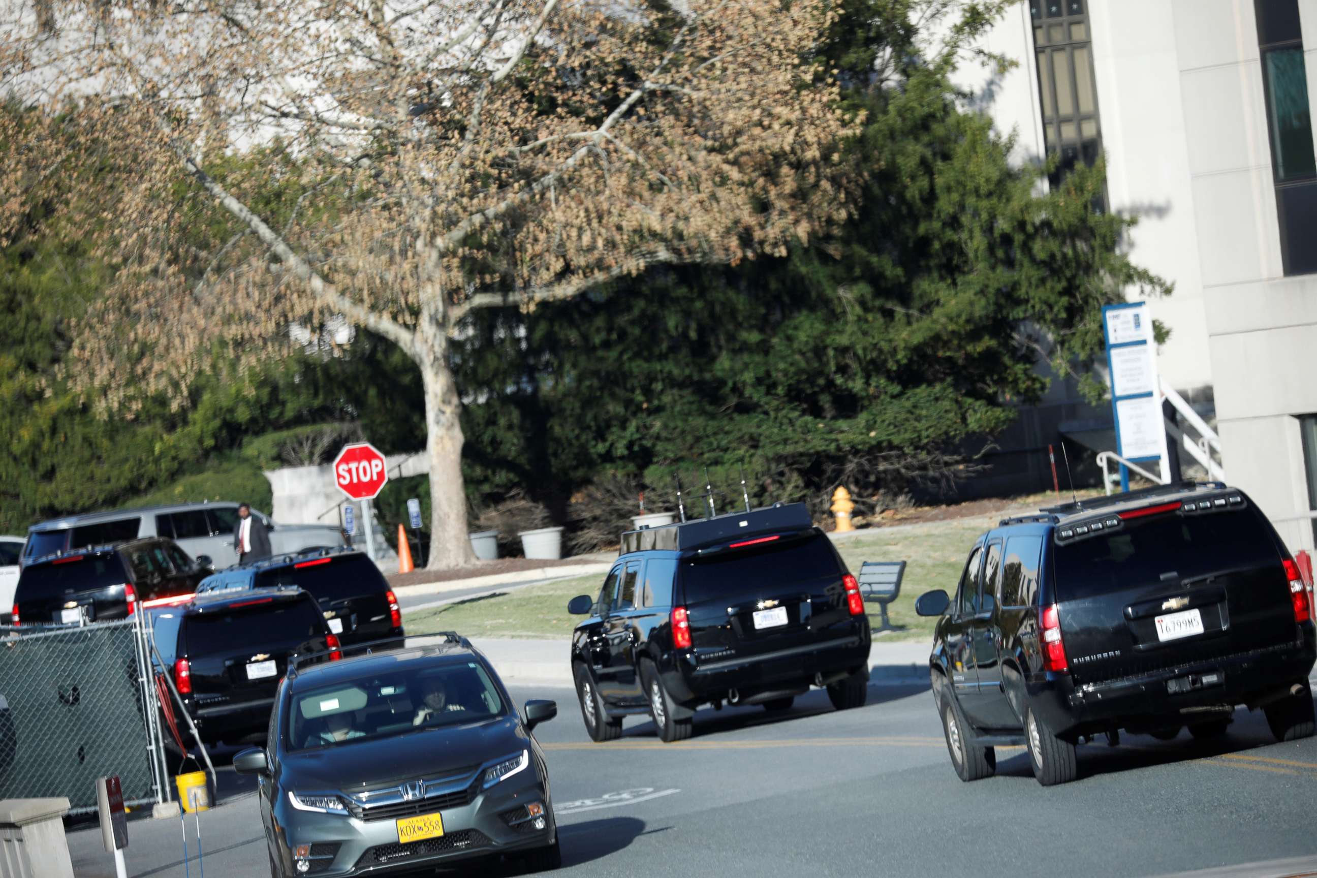 PHOTO: President Donald Trump's motorcade arrives at Walter Reed National Military Medical Center in Bethesda, Md., Nov. 16, 2019.