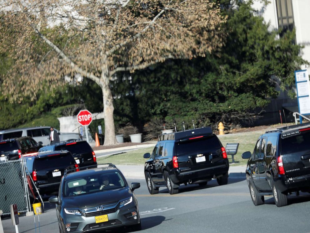 PHOTO: President Donald Trumps motorcade arrives at Walter Reed National Military Medical Center in Bethesda, Md., Nov. 16, 2019.