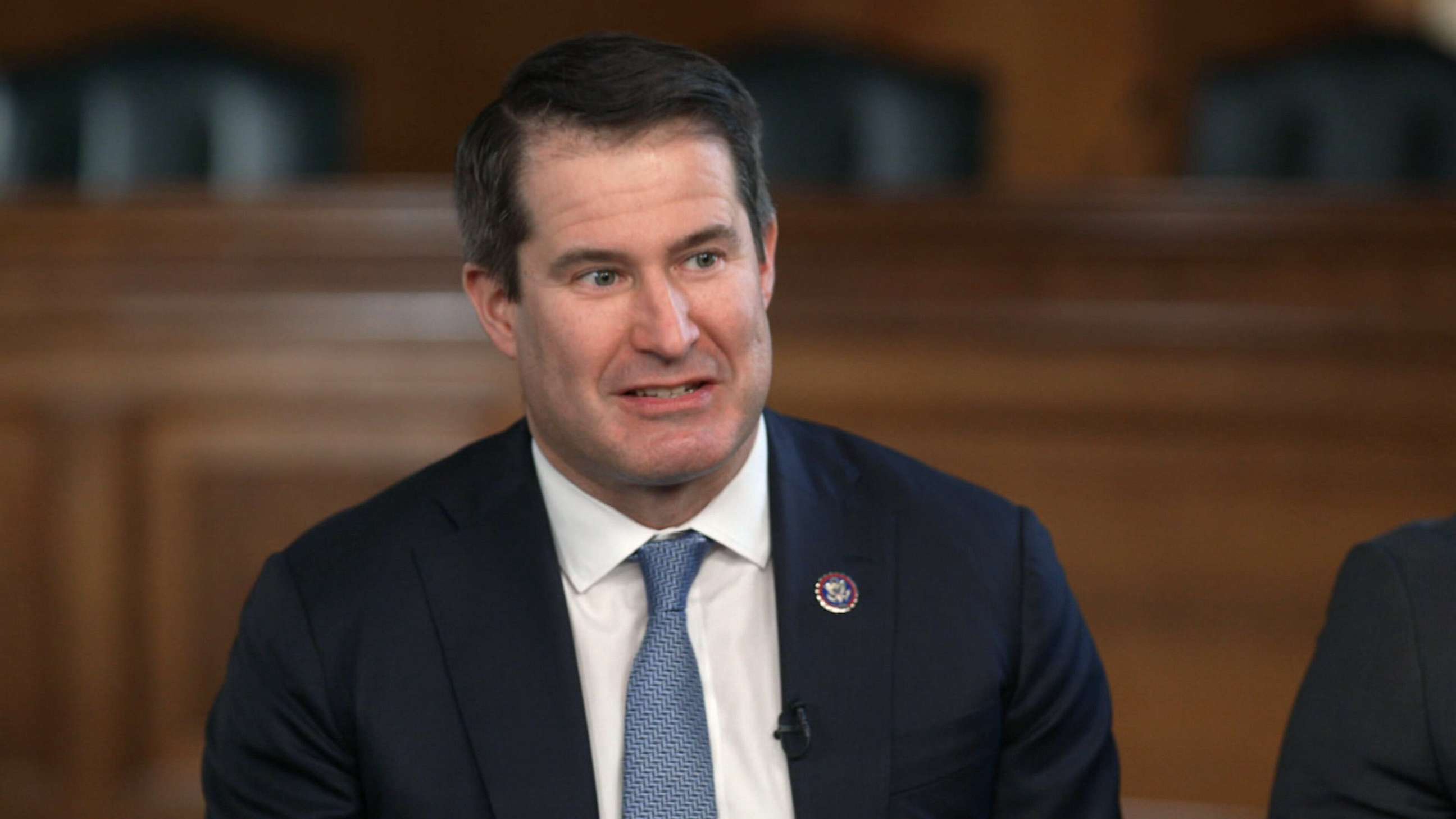 PHOTO: Rep. Seth Moulton talks about mental health during a discussion with ABC News and other lawmakers, March 23, 2023.