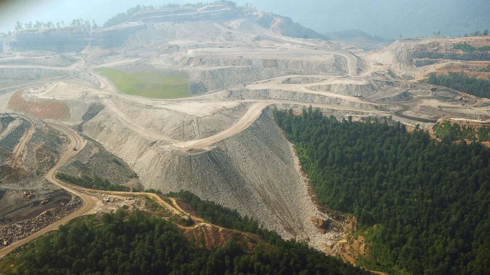 A June 13, 2008 photo shows a large mountaintop coal mining operation in West Virginia.