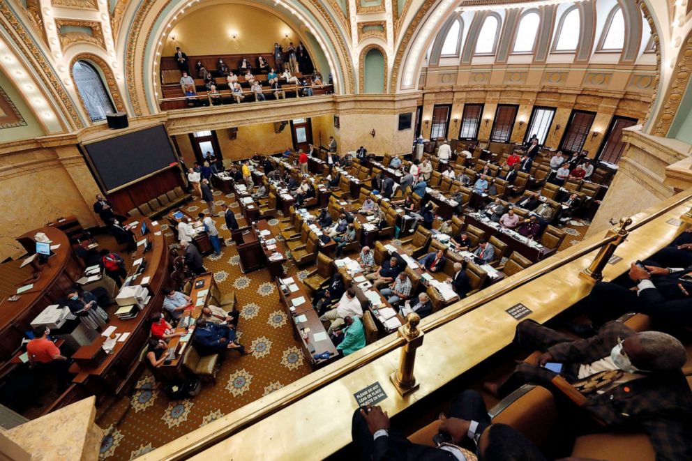 PHOTO: Mississippi lawmakers consider several bills at the Mississippi State Capitol in Jackson, Miss., June 27, 2020. They could vote to remove the Confederate battle emblem from the state flag.