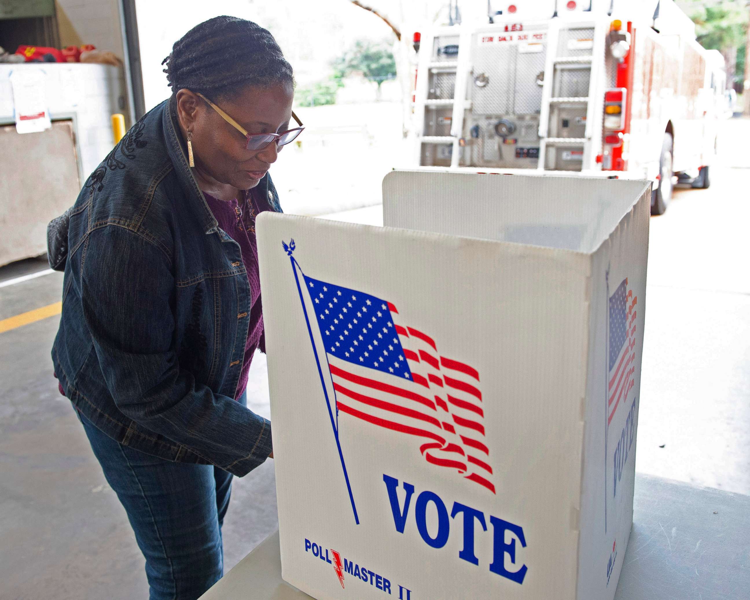 PHOTO: Pamela Shaw casts her vote in the primary election at a polling location in Jackson, Miss, Mar 10, 2020.