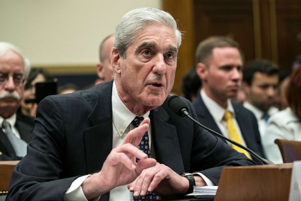 PHOTO: Former Special Counsel Robert Mueller testifies before the House Intelligence Committee about his report on Russian interference in the 2016 presidential election in the Rayburn House Office Building on July 24, 2019 in Washington, DC.