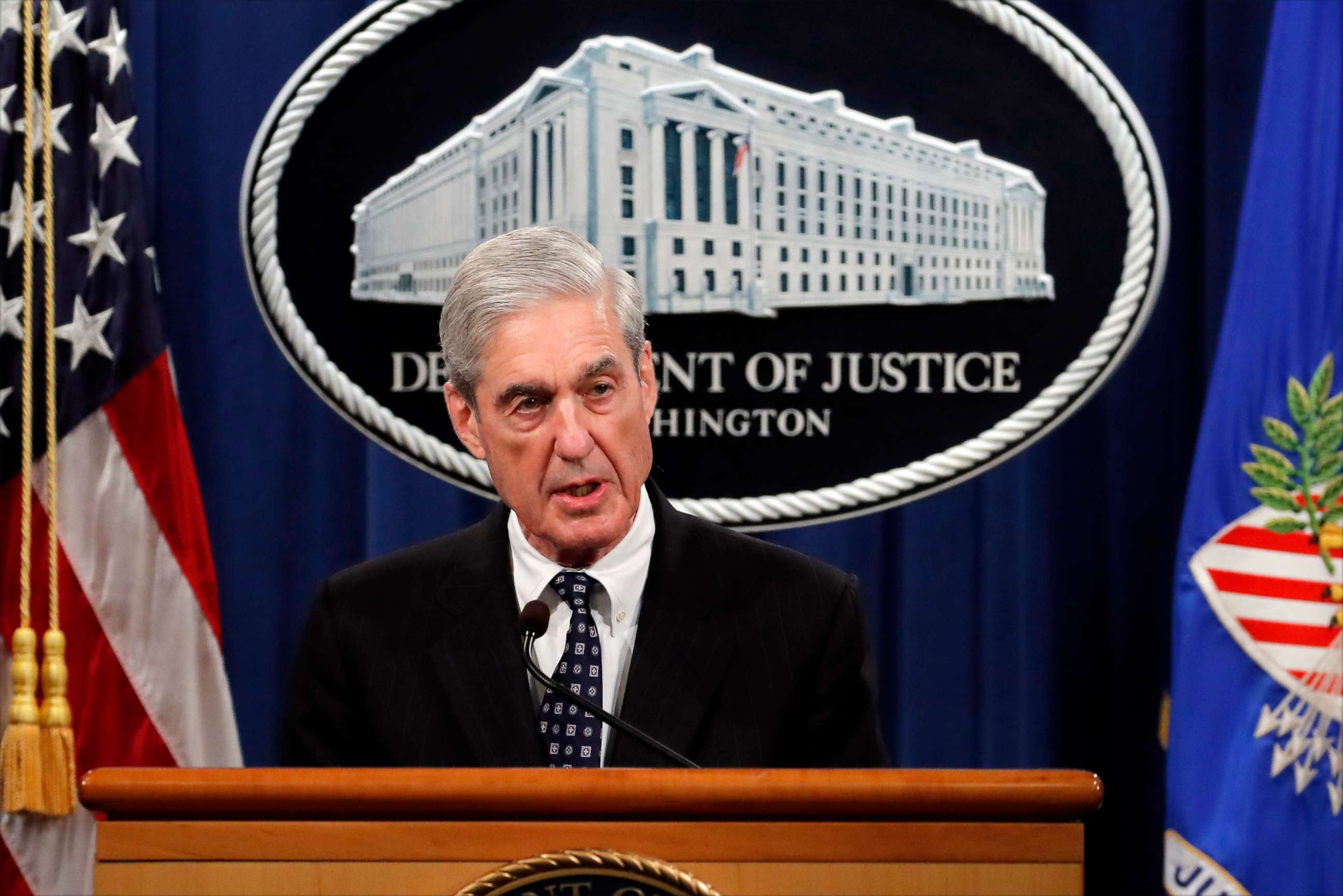 PHOTO: This May 29, 2019 file photo shows special counsel Robert Mueller speaking about the Russia investigation at the Department of Justice in Washington.