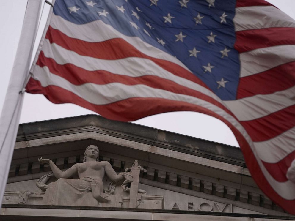 PHOTO: The Department of Justice is seen after Special Counsel Robert Mueller reportedly handed in a keenly awaited report on his investigation in Washington, D.C, March 22, 2019.