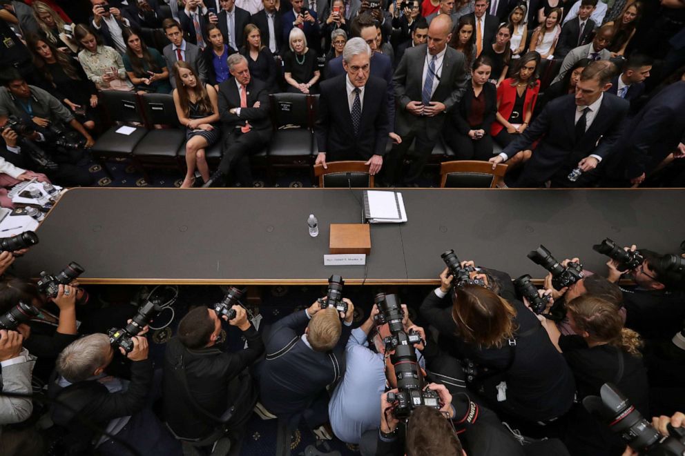 PHOTO: WFormer Special Counsel Robert Mueller arrives before testifying to the House Judiciary Committee about his report on Russian interference in the 2016 presidential election in the Rayburn House Office Building in Washington, D.C., July 24, 2019.