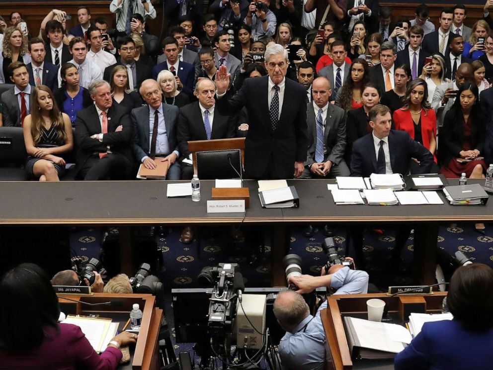 PHOTO: Former special counsel Robert Mueller is sworn in before testifying to the House Judiciary Committee about his report on Russian interference in the 2016 presidential election, July 24, 2019, in Washington, D.C.