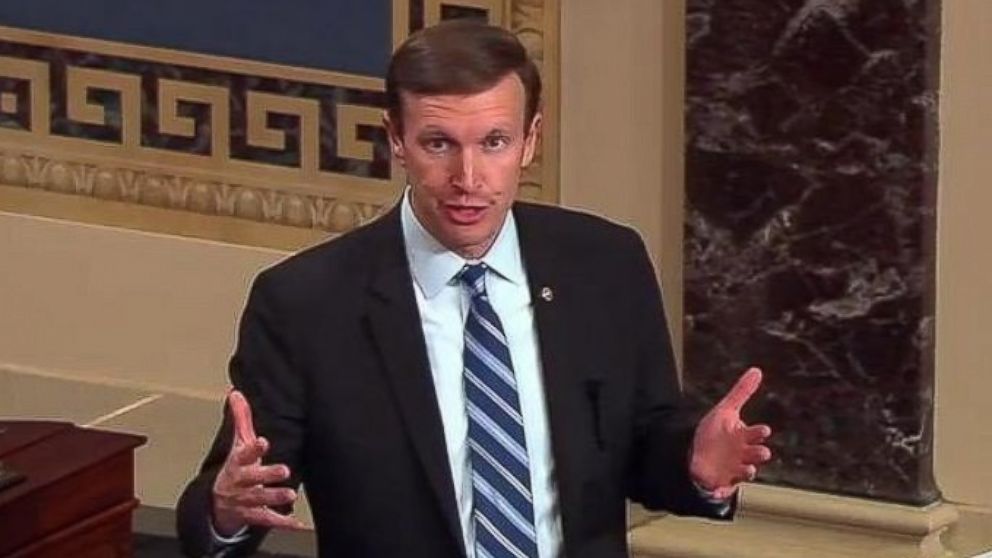 Connecticut Sen. Chris Murphy said he would remain on the Senate floor "until we get some signal, some sign that we can come together," and evoked the Newtown school shooting in his state in 2012. 