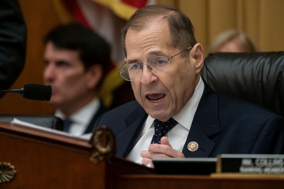 PHOTO: House Judiciary Committee Chair Jerrold Nadler directs the final vote to hold Attorney General William Barr in contempt on Capitol Hill, May 8, 2019.