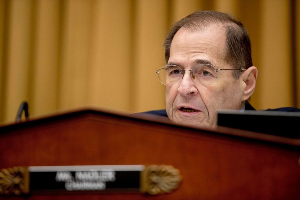 PHOTO: Judiciary Committee Chairman Jerrold Nadler, D-N.Y., questions Acting Attorney General Matthew Whitaker as he appears before the House Judiciary Committee on Capitol Hill, Feb. 8, 2019. 