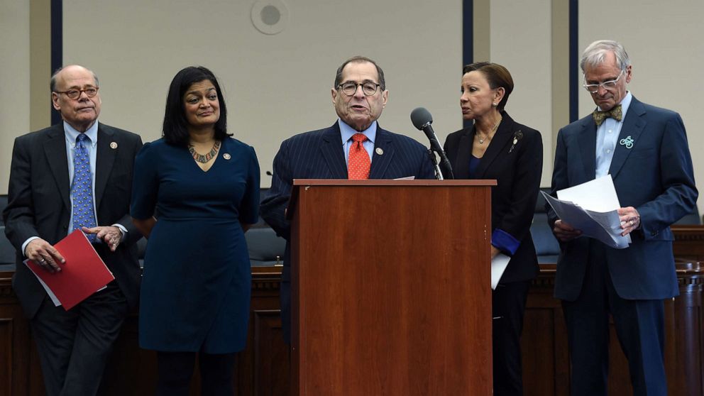 PHOTO: House Judiciary Committee Chairman Jerrold Nadler speaks during a news conference on Capitol Hill to highlight the MORE Act (Marijuana Opportunity Reinvestment and Expungement Act) legislation in Washington, Nov. 19, 2019.