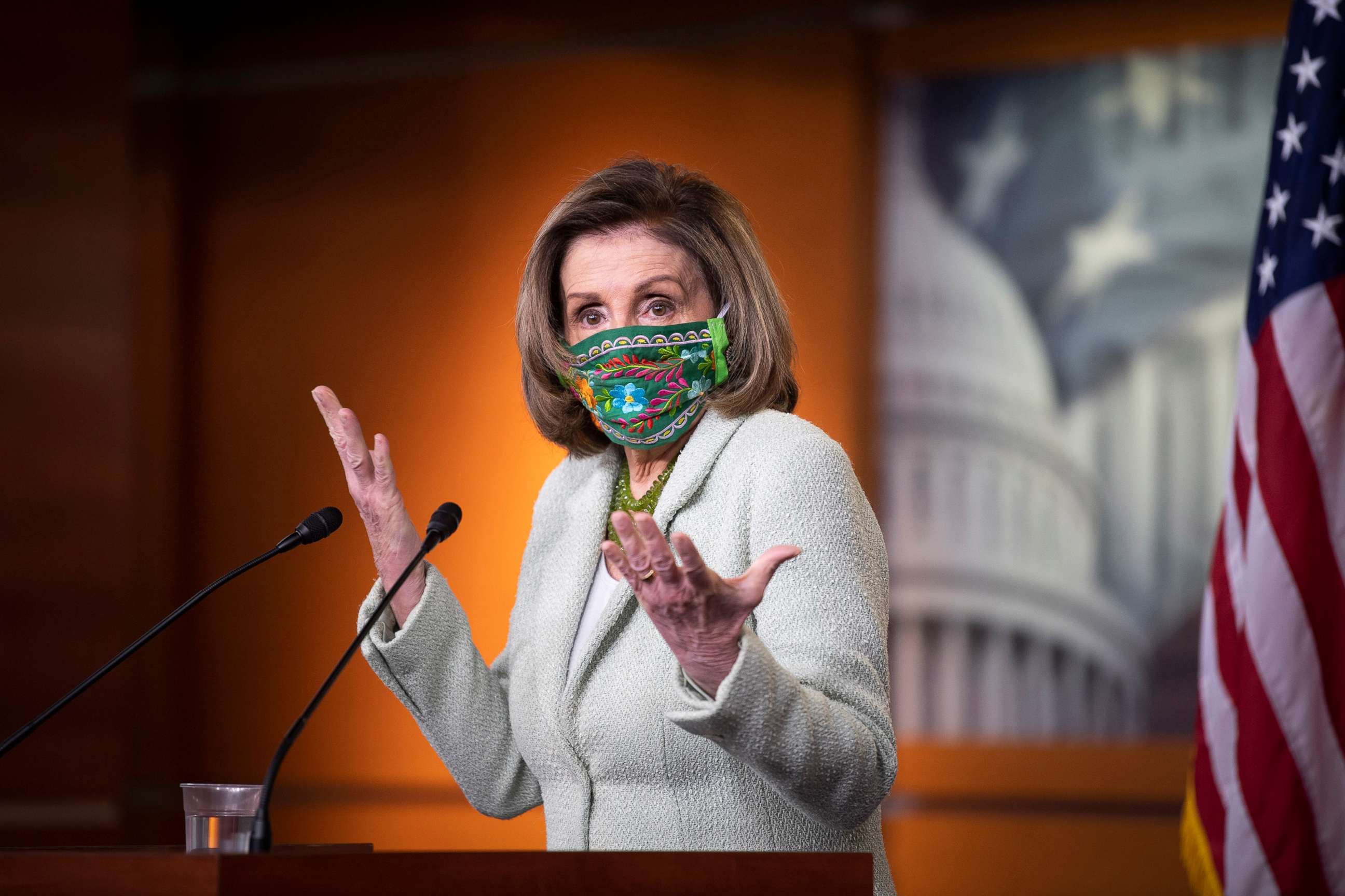 PHOTO: Speaker of the House Nancy Pelosi speaks during her weekly news conference in Washington, March 4, 2021. 