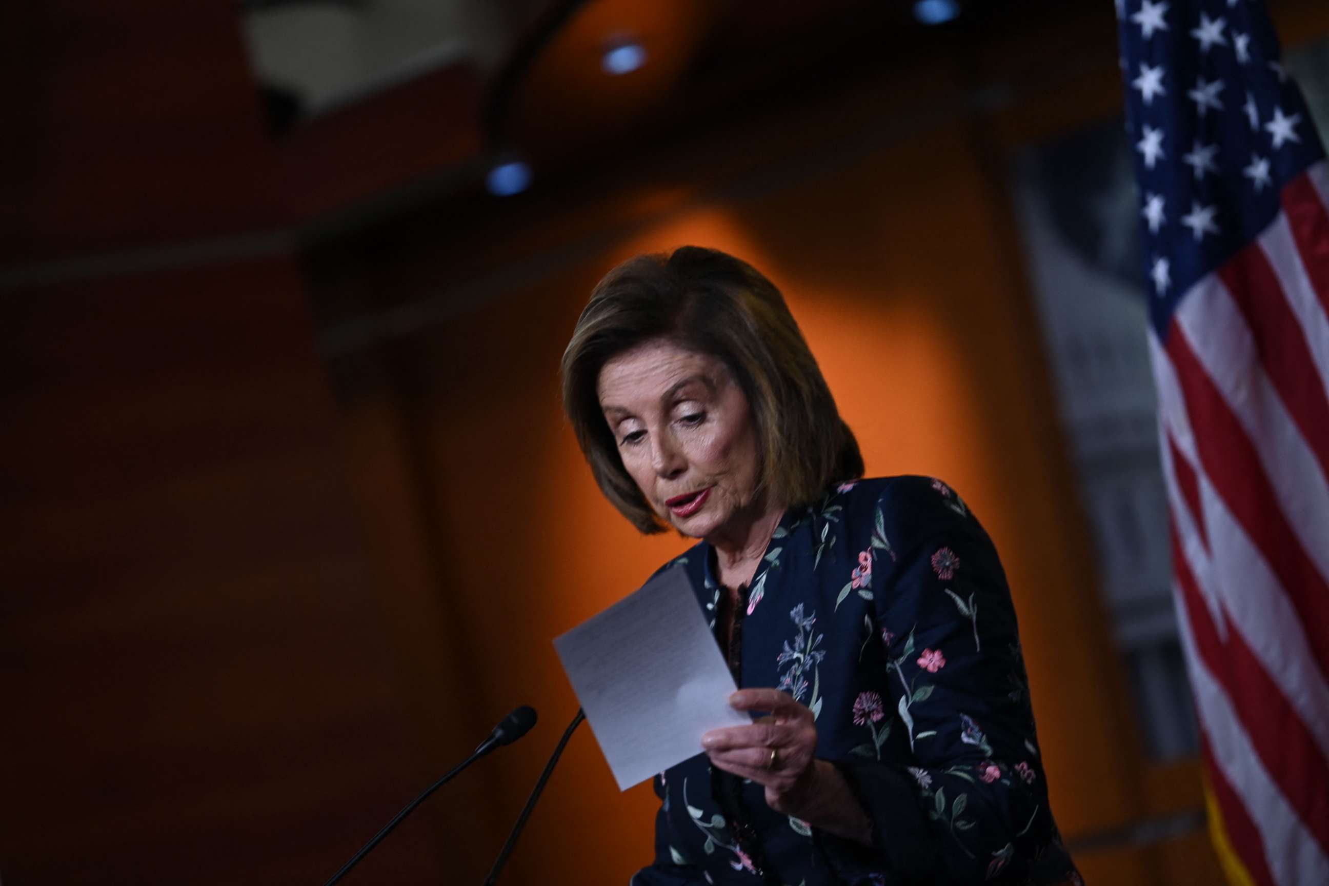 PHOTO: Speaker of the House, Nancy Pelosi, Democrat of California, speaks at her weekly press briefing on Capitol Hill in Washington, DC, July 22, 2021.