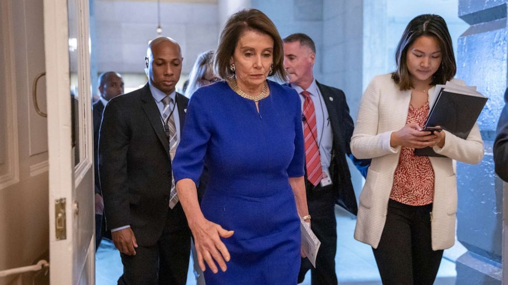 PHOTO: Speaker of the House Nancy Pelosi departs after meeting with all the House Democrats at the Capitol in Washington, May 22, 2019.