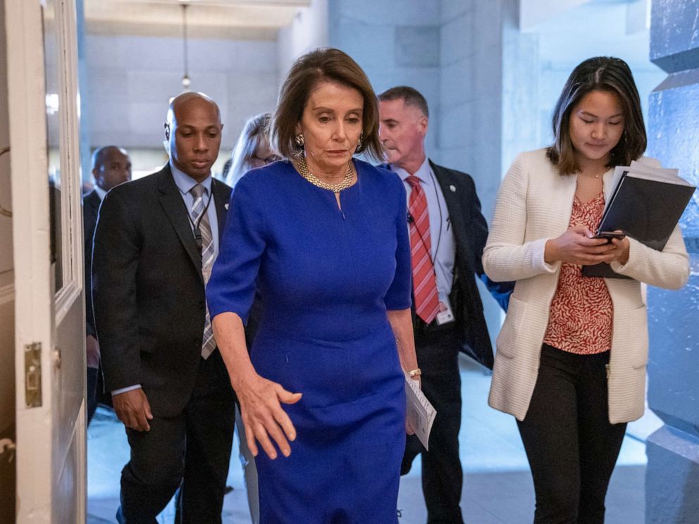 PHOTO: Speaker of the House Nancy Pelosi departs after meeting with all the House Democrats at the Capitol in Washington, May 22, 2019.