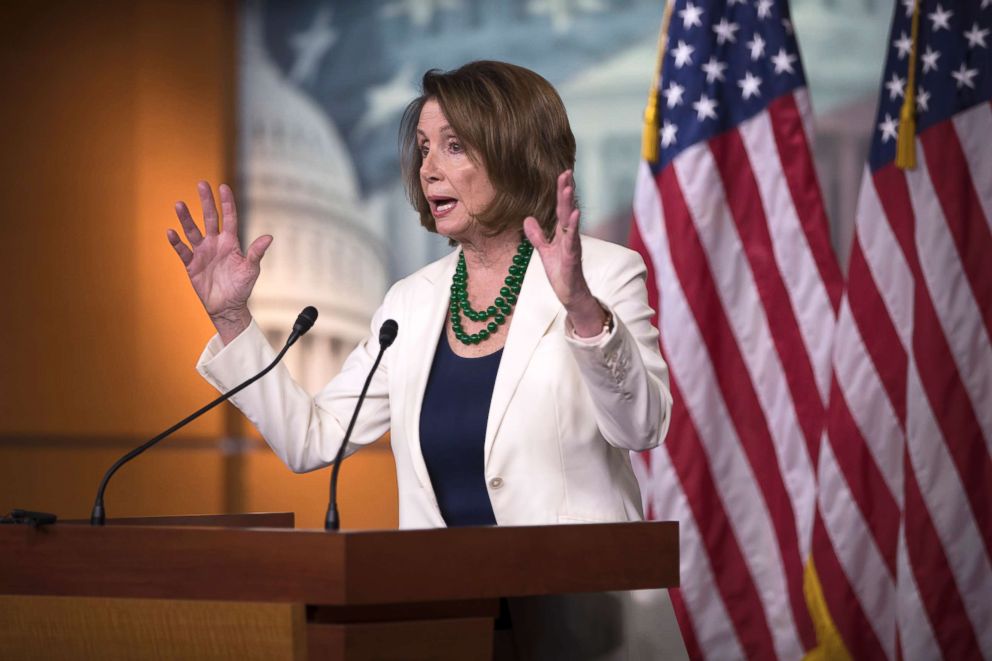 PHOTO: House Minority Leader Nancy Pelosi, D-Calif., holds a news conference on Capitol Hill in Washington, March 15, 2018.