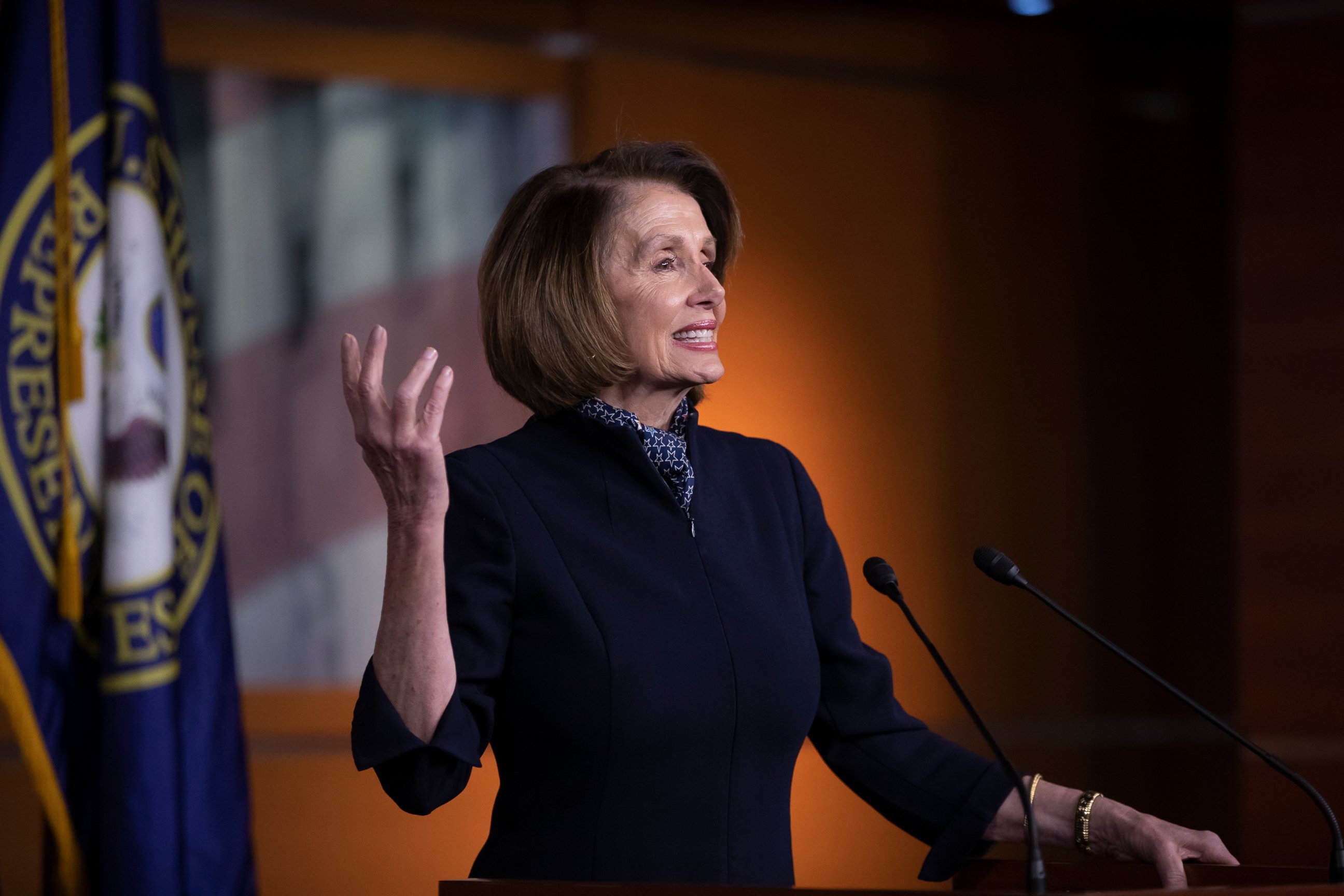 PHOTO: House Democratic leader Nancy Pelosi of California holds a news conference at the Capitol in Washington, Thursday, Dec. 13, 2018.