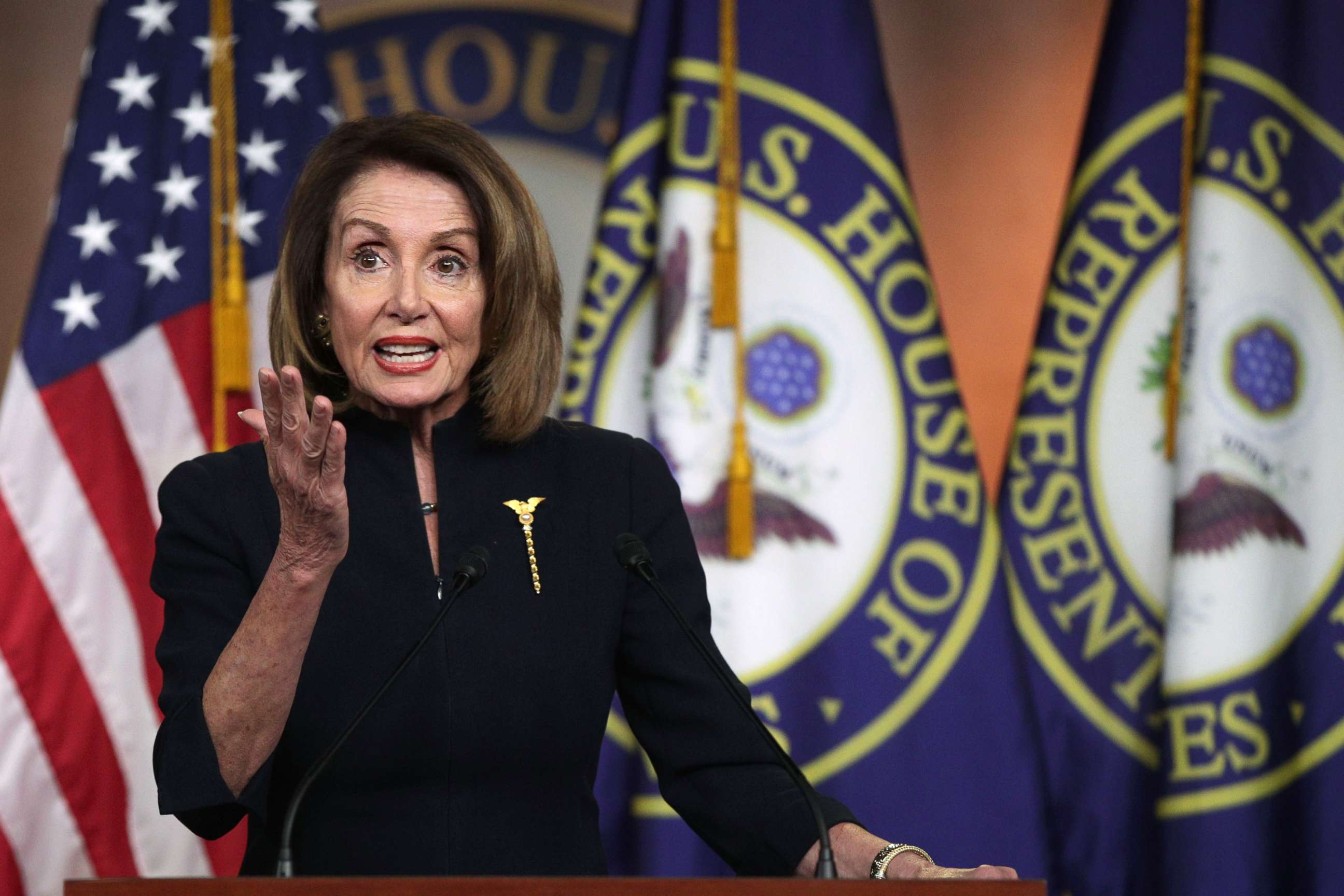 PHOTO: Speaker of the House Rep. Nancy Pelosi speaks during a weekly news conference at the U.S. Capitol, Feb. 14, 2019, in Washington, DC.