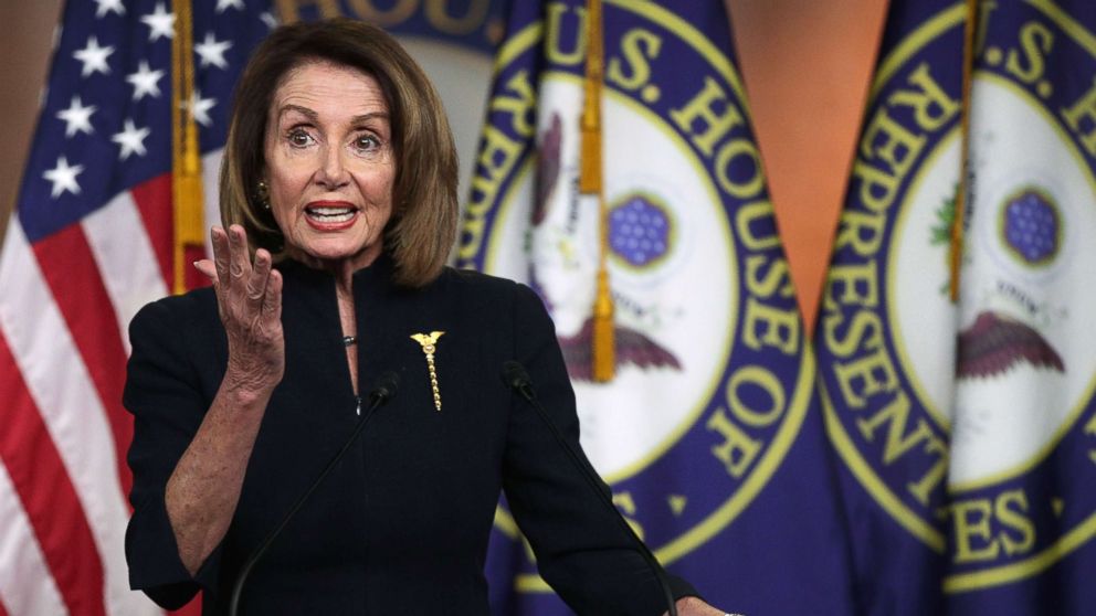  Speaker of the House Rep. Nancy Pelosi speaks during a weekly news conference at the U.S. Capitol, Feb. 14, 2019, in Washington, DC.
     