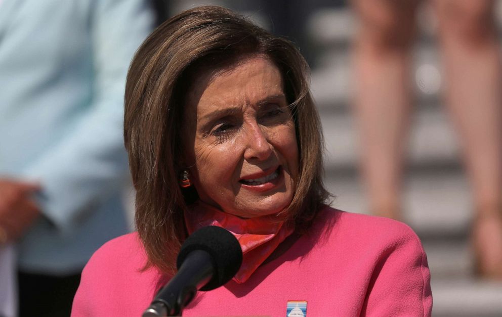 PHOTO: Speaker of the House Nancy Pelosi holds a news conference on the steps of the Capitol Building, June 30, 2020 in Washington.