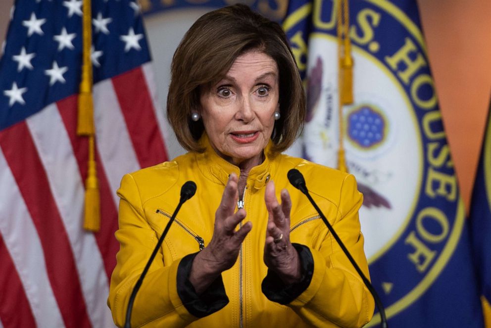 PHOTO: Speaker of the US House of Representatives Nancy Pelosi speaks to the press on June 13, 2019, during her weekly press conference on Capitol Hill in Washington.