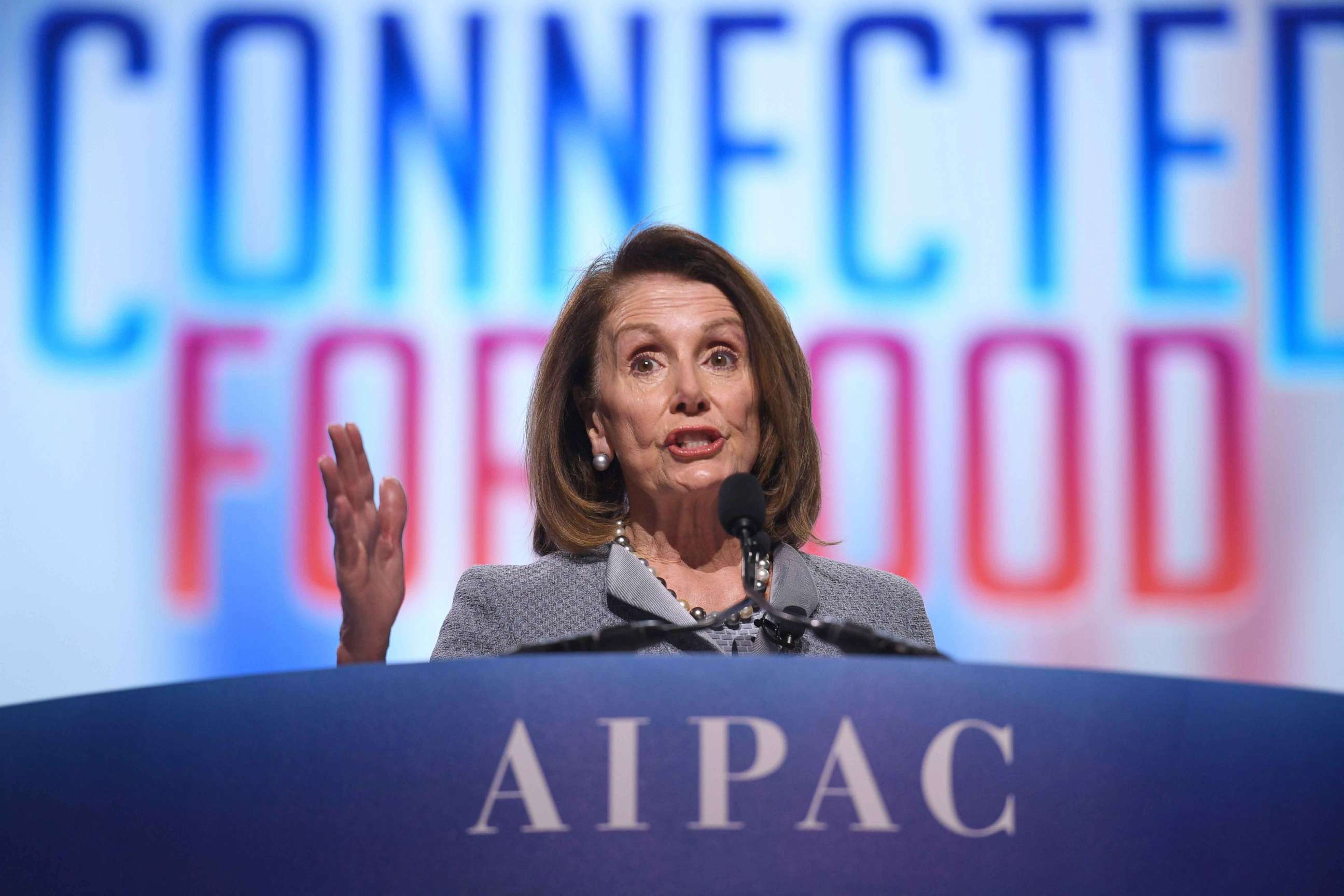 PHOTO: Speaker of the House Nancy Pelosi speaks during the AIPAC annual meeting in Washington, DC, March 26, 2019.