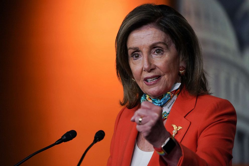 PHOTO: Speaker of the House Nancy Pelosi speaks at her weekly Press Conference on Capitol Hill, June 26, 2020, in Washington, DC.