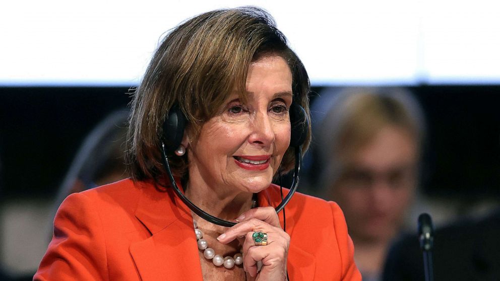 PHOTO: Nancy Pelosi listens to the speech of Ukraine's President  via a video link on the opening session of the International Crimea Platform summit in Zagreb, on October 25, 2022.