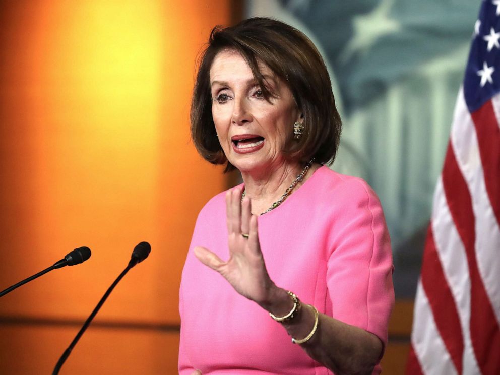 PHOTO: House Speaker Nancy Pelosi speaks at her weekly press conference on Capitol Hill on May 23, 2019 in Washington, D.C.