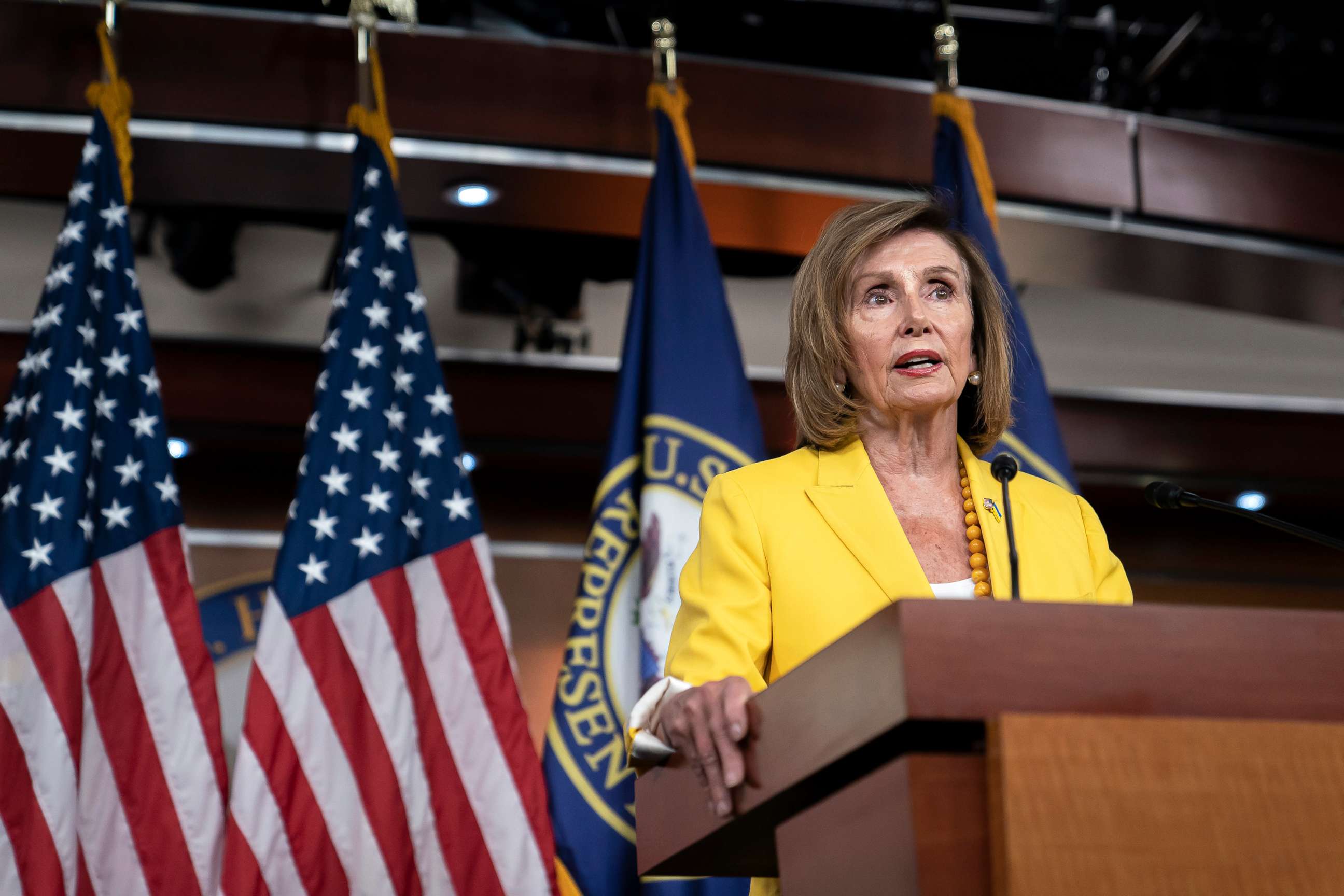 PHOTO: In this July 21, 2022, file photo, Speaker of the House Nancy Pelosi holds her weekly press conference at the U.S. Capitol, in Washington, D.C.