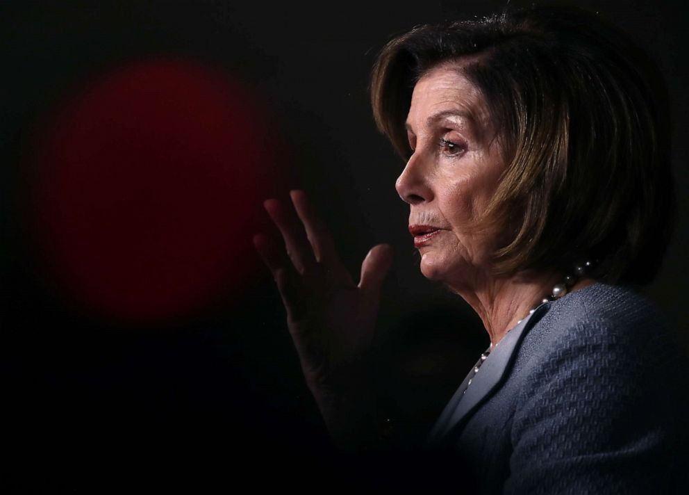 PHOTO: Speaker of the House Nancy Pelosi talks during her weekly news conference at the U.S. Capitol on Feb. 27, 2020, in Washington.