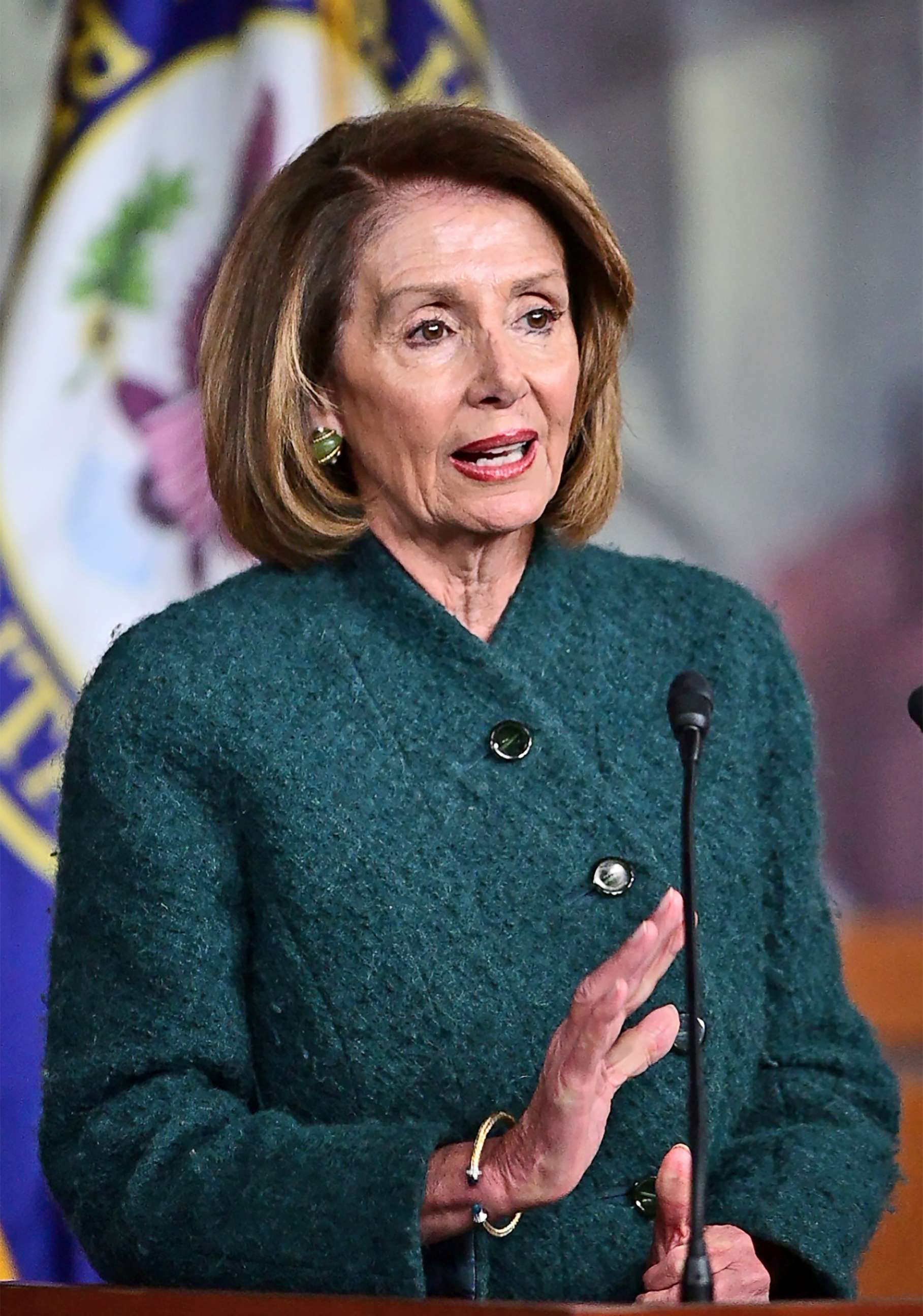 PHOTO: U.S. House of Representatives Nancy Pelosi conducts her weekly press conference in the U.S. Capitol in Washington, D.C., Jan. 10, 2019.