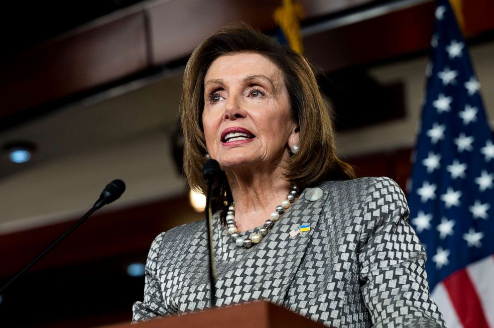 PHOTO: House Speaker Nancy Pelosi speaks at her weekly press conference, on March 3, 2022, in Washington, D.C.