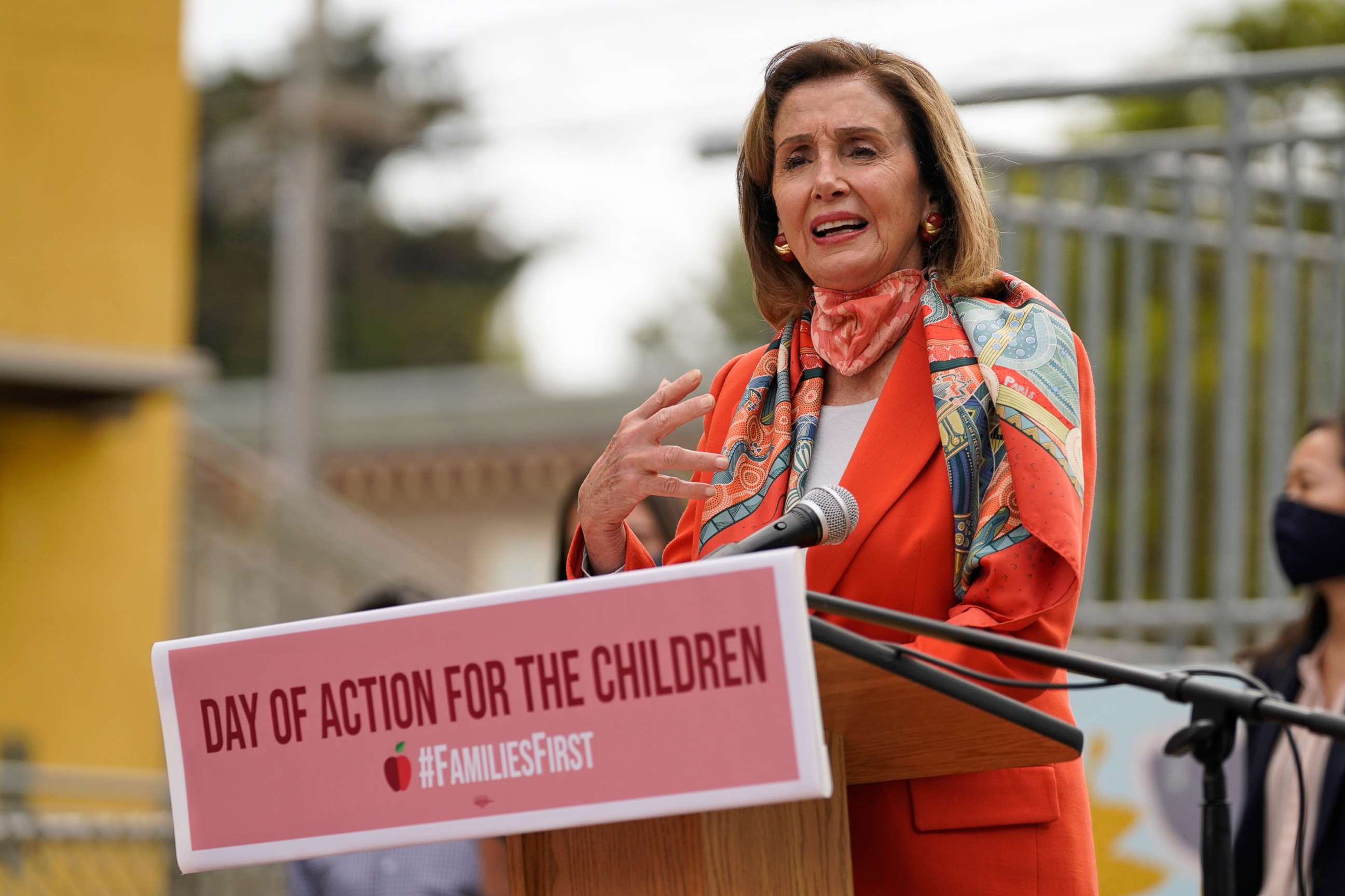PHOTO: House Speaker Nancy Pelosi speaks at a news conference at the Mission Education Center Elementary School, Sept. 2, 2020, in San Francisco.