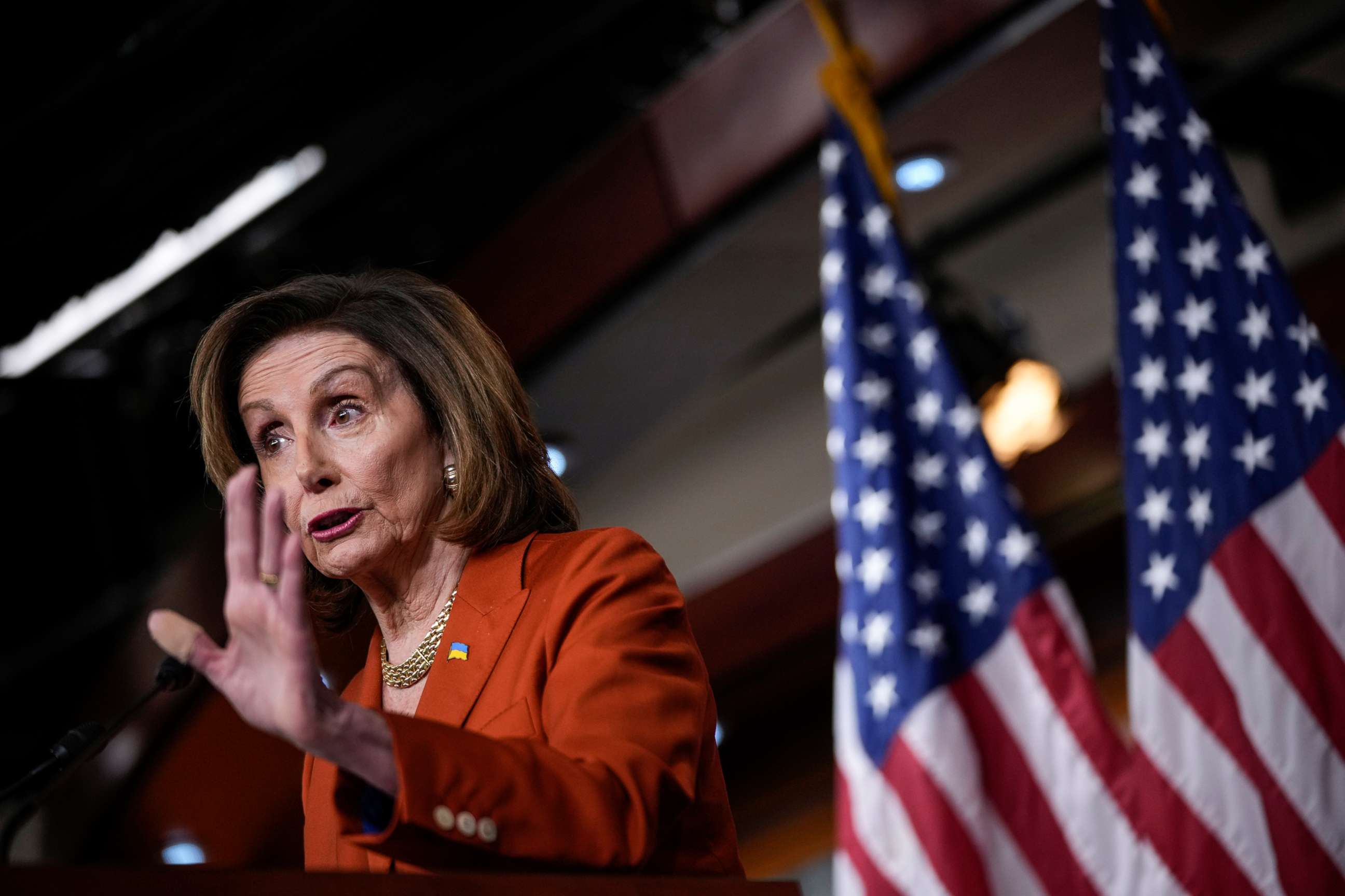 PHOTO: Speaker of the House Nancy Pelosi (D-CA) speaks during her weekly news conference on Capitol Hill March 9, 2022. 