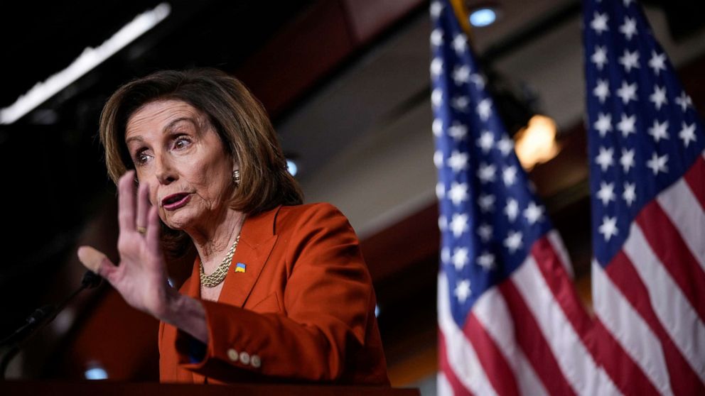 PHOTO: Speaker of the House Nancy Pelosi (D-CA) speaks during her weekly news conference on Capitol Hill March 9, 2022. 