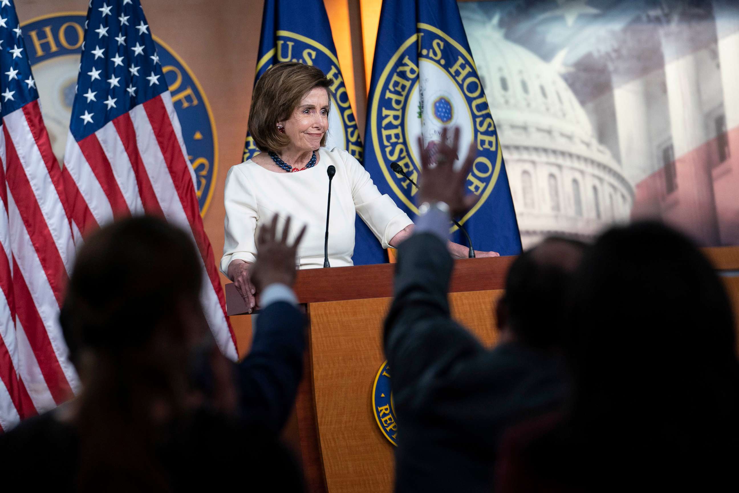 PHOTO: WSpeaker of the House Nancy Pelosi speaks during a weekly news conference at the U.S. Capitol building on Nov. 4, 2021 in Washington, D.C. She was asked about how the Biden administration's Build Back Better agenda affected Tuesday's election. 