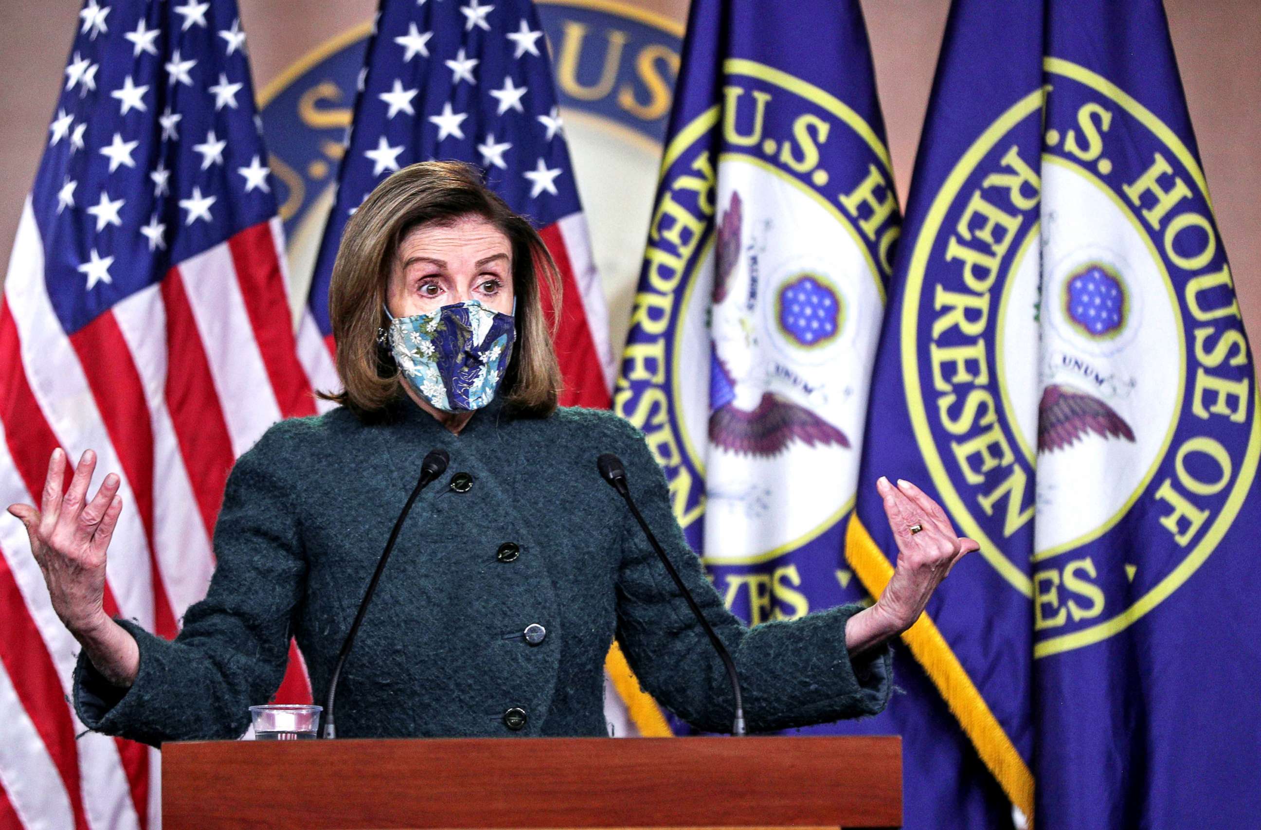 PHOTO: U.S. House Speaker Nancy Pelosi (D-CA) holds her weekly news conference with Capitol Hill reporters at the U.S. Capitol in Washington, U.S., January 28, 2021. REUTERS/Tom Brenner