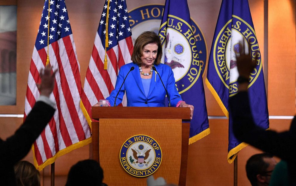 PHOTO: Speaker of the House, Nancy Pelosi holds her weekly press briefing on Capitol Hill in Washington, D.C., Sept. 30, 2021. 