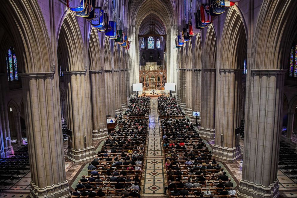 PHOTO: The memorial celebration service for Jim Vance was attended by a large crowd of people at the Washington National Cathedral, Sept. 12, 2017, in Washington, D.C.