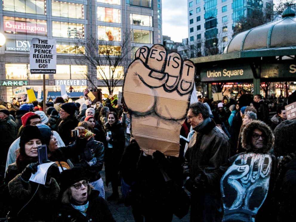 PHOTO: People protest against President Donald Trump in New York City, Feb. 18, 2019, after the President declared a national emergency to build the border wall.