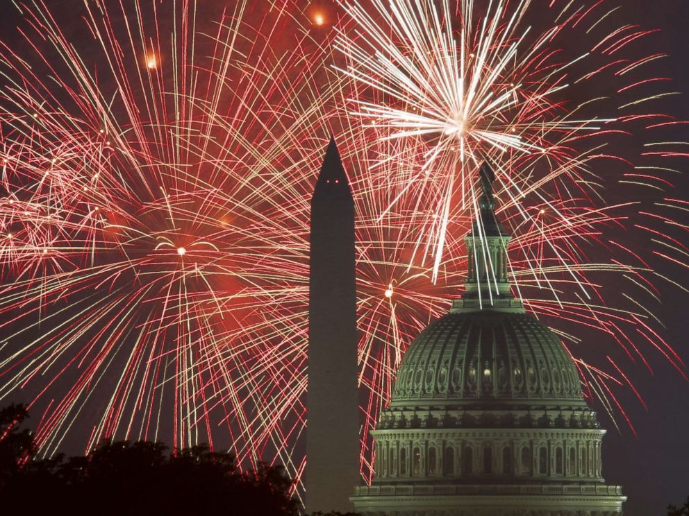PHOTO: Fireworks explode over the National Mall on July 4, 2017, in Washington.
