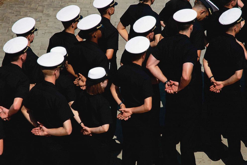 PHOTO: In this undated file photo, midshipmen are shown in formation at the U.S. Naval Academy in Annapolis, Md.