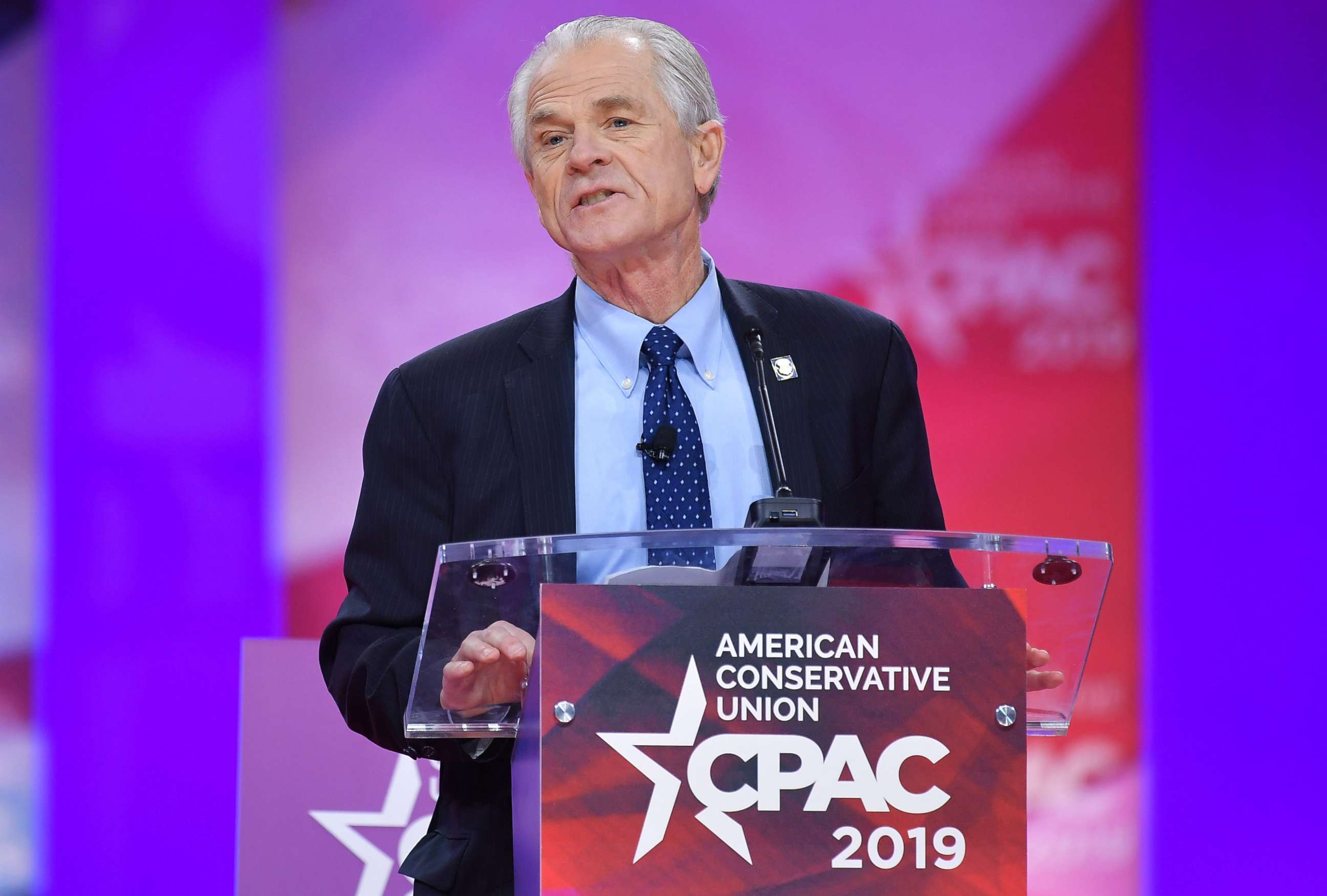 PHOTO: White House Director of Trade and Industrial Policy Peter Navarro speaks during the annual Conservative Political Action Conference (CPAC) in National Harbor, Maryland, on March 1, 2019.