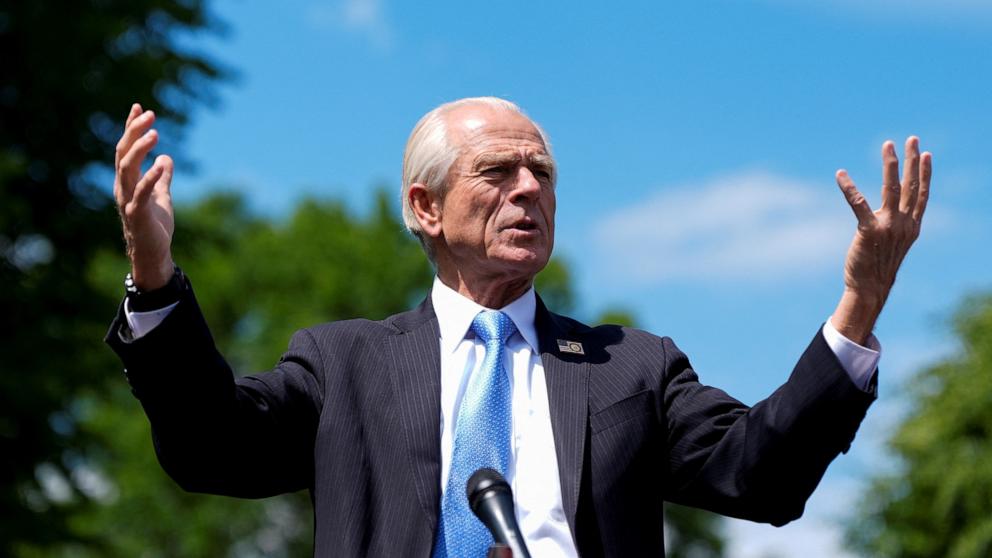 PHOTO: Peter Navarro, Senior Counselor for Trade and Manufacturing for President Donald Trump, speaks to the media outside the White House in Washington, D.C., May 8, 2025.