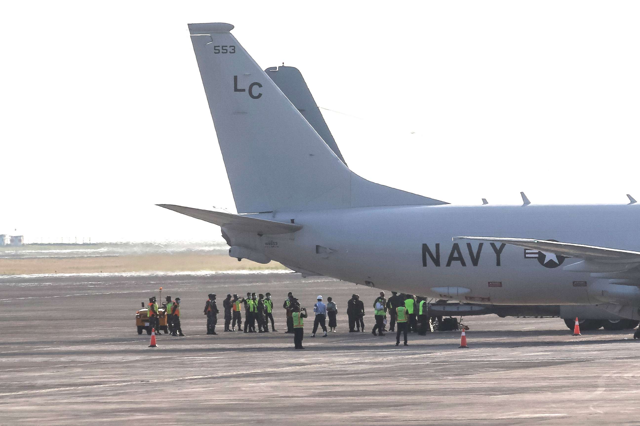 PHOTO: U.S. Navy P-8 Poseidon aircraft lands at Ngurah Rai Military Air Base in Kuta, Bali, Indonesia, on April 25 2021.